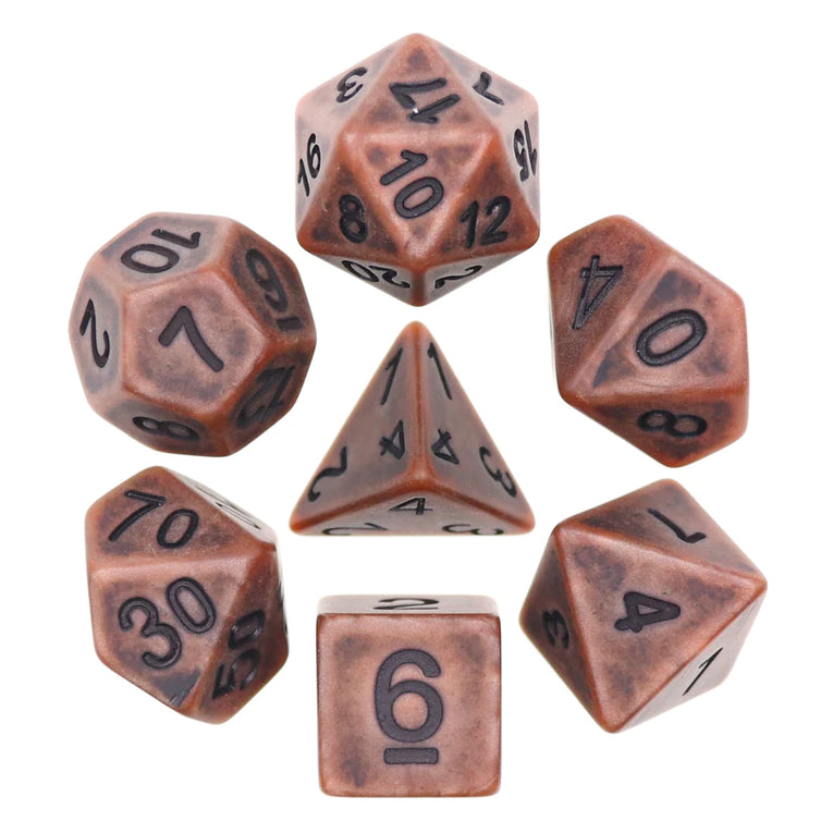 Ancient polyhedral dice seven piece set