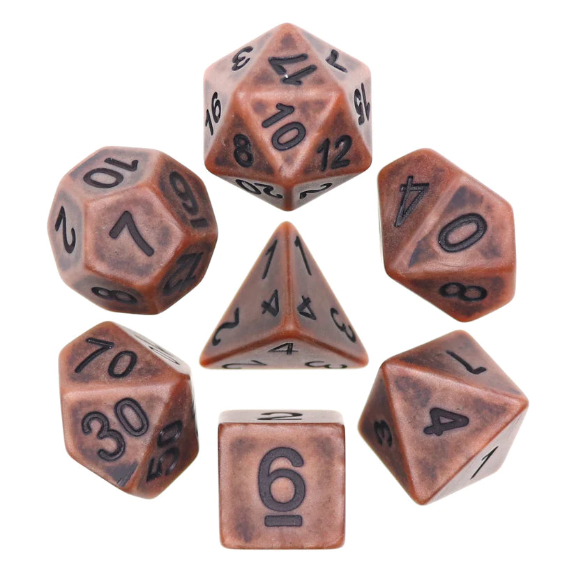 Ancient polyhedral dice seven piece set