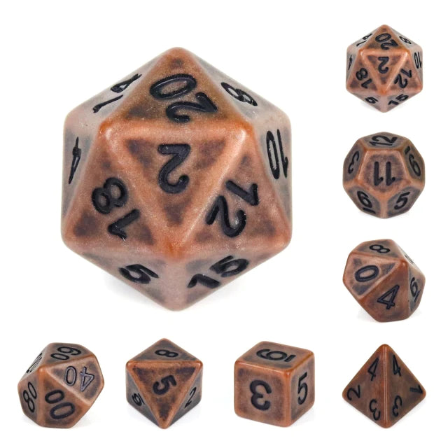 Ancient polyhedral dice seven piece set