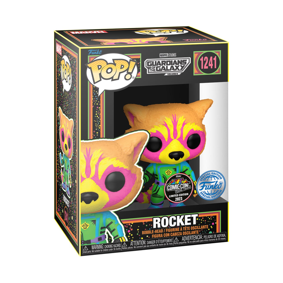 Funko Pop! Marvel Studios: Guardians Of The Galaxy – Rocket Special Edition Comic-Con 2023 Exclusive