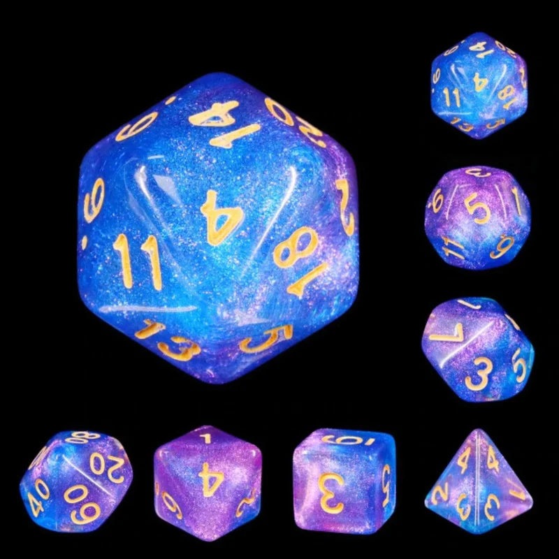 Secret Stars polyhedral dice seven piece set