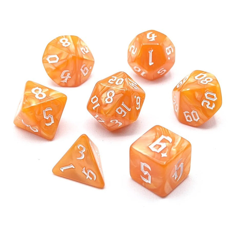 Polyhedral pearl dice seven piece set