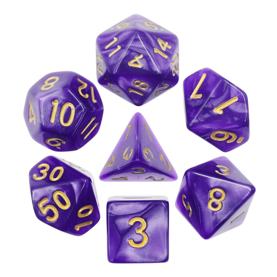 Polyhedral pearl dice seven piece set