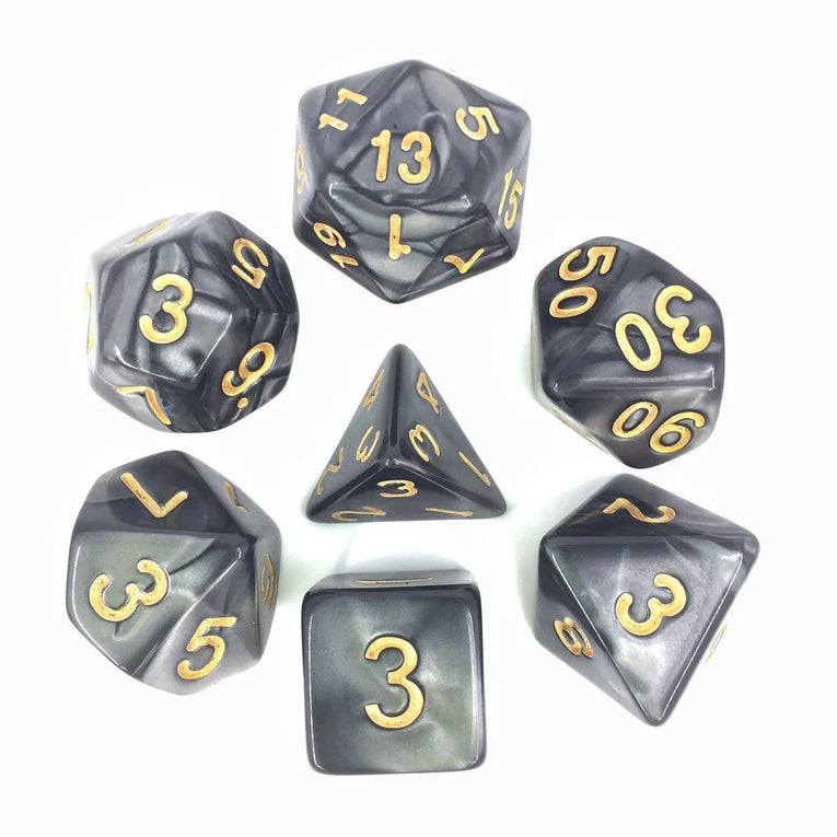 Polyhedral pearl dice seven piece set