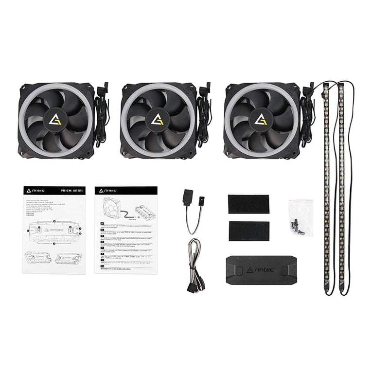 Antec PRIZM 120mm ARGB Case Fan 3 Pack with Controller and 2 LED Strips