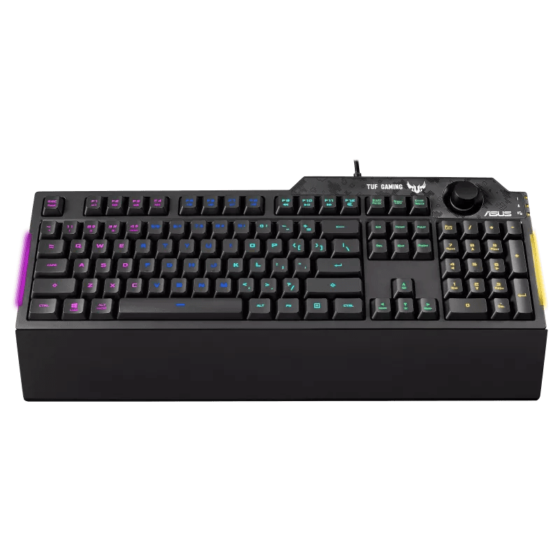 ASUS TUF Gaming K1 RGB keyboard with dedicated volume knob